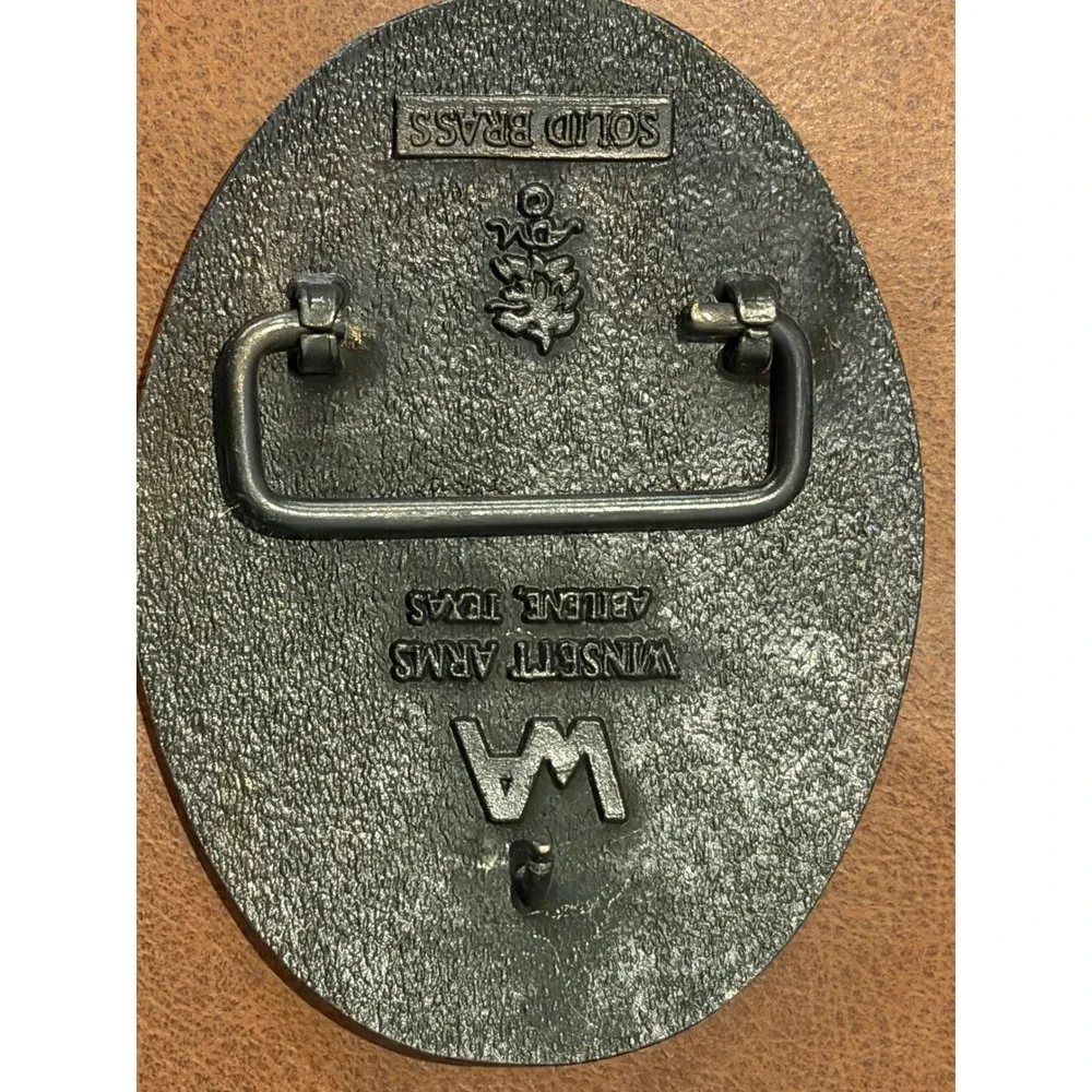 Vintage Wes-Tex Drilling Belt Buckle Solid Brass Oilfield Rig Winsett Arms Texas